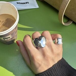 925 Sterling Silver Women Heart Silver‎ Ring